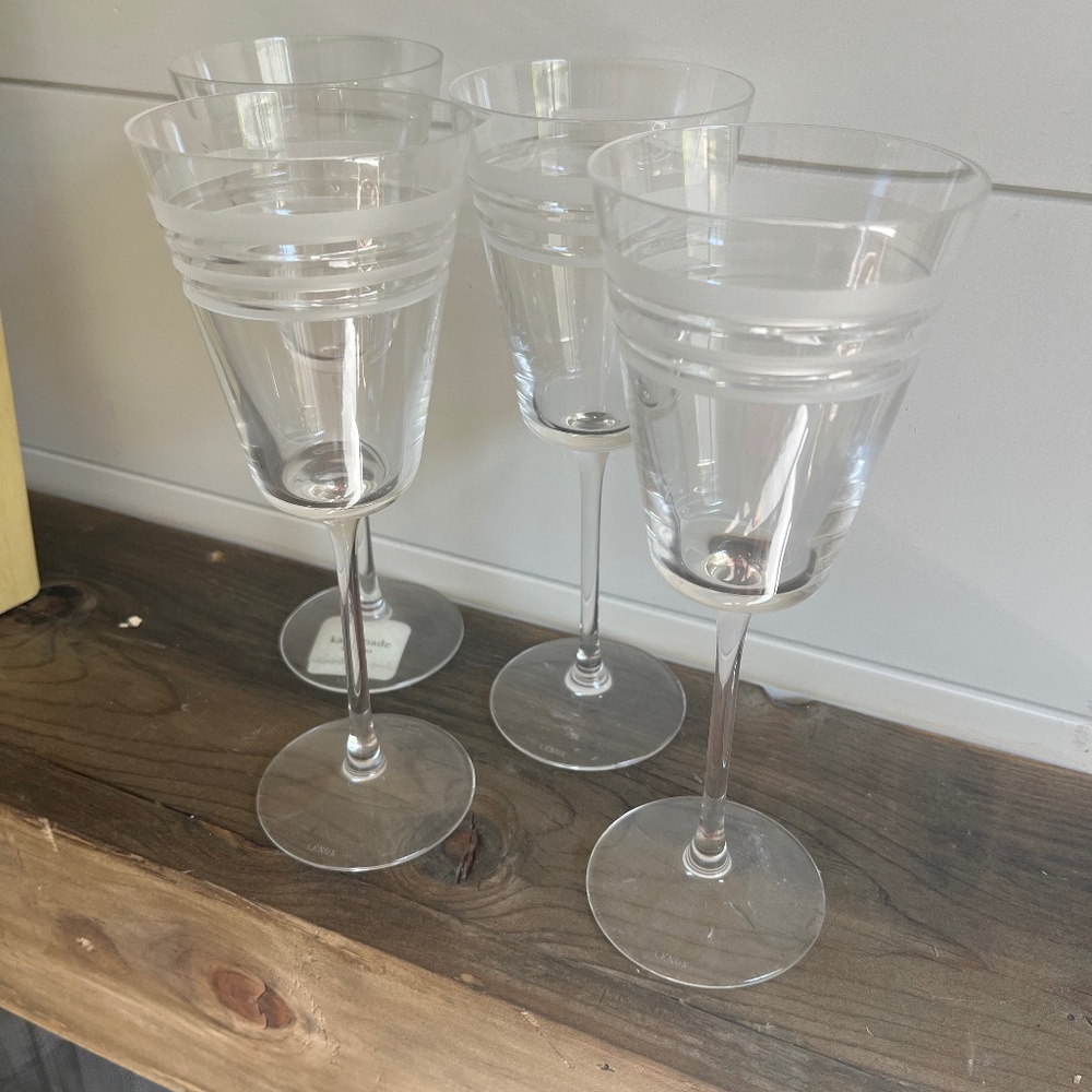 Kate Spade Library Stripe Wine Glass Set of 4